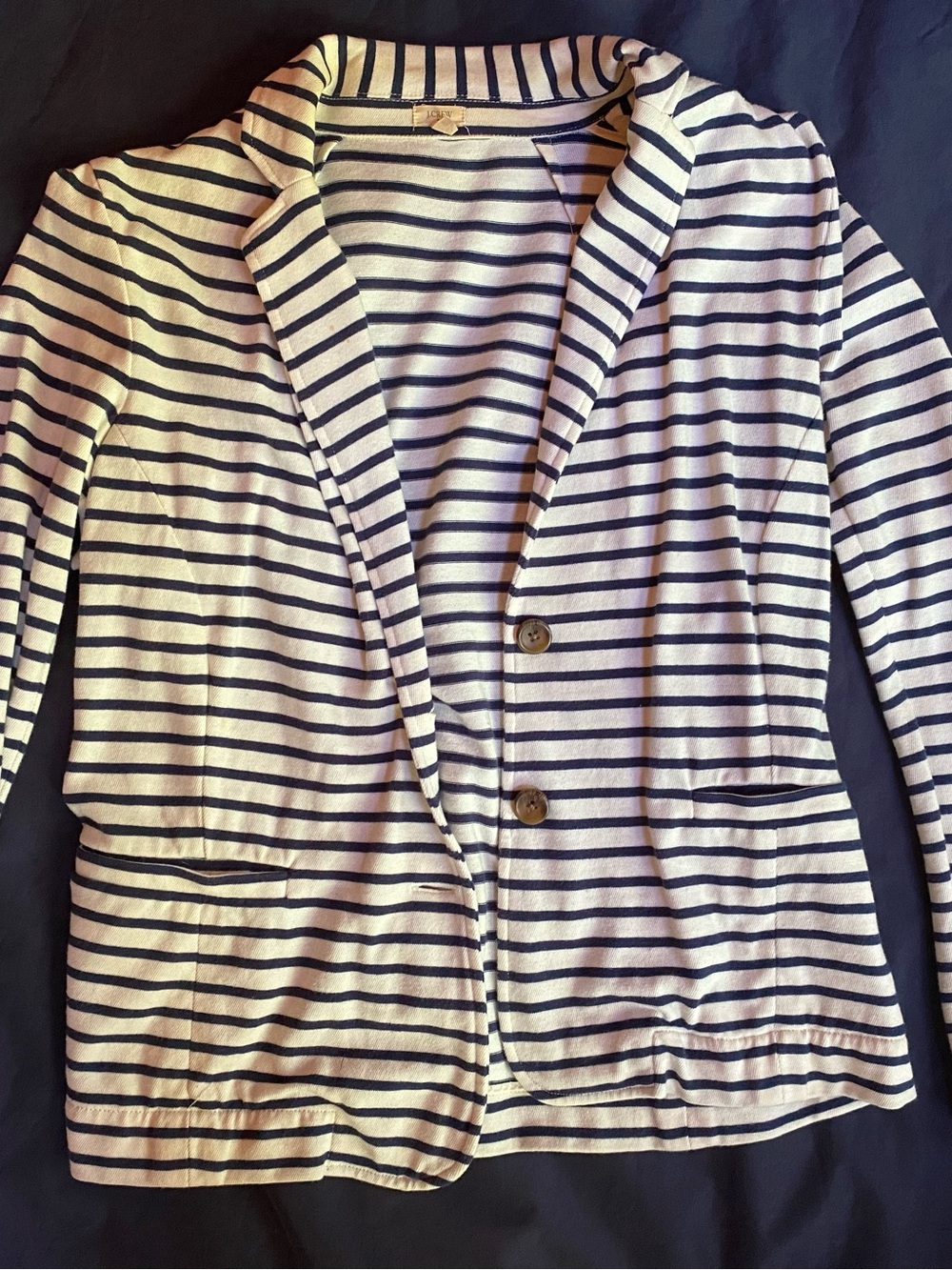 J. Crew Striped Navy and White Blazer Jacket - Women's Lightweight Coat
